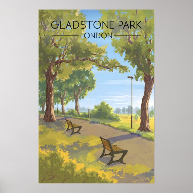 Gladstone Park London Resemålningaffisch Poster (Framsidan)