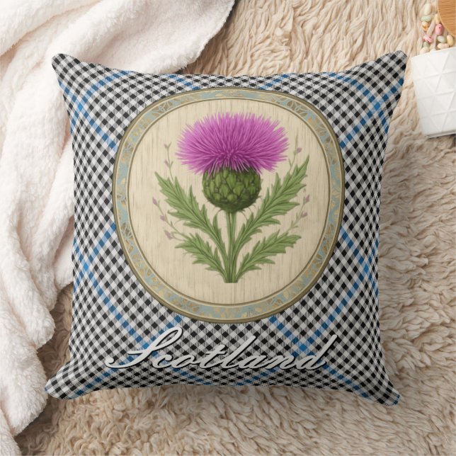 Gladstone Tartan och skotsk tistel Kudde (Filt)