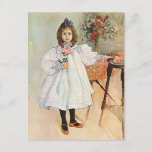 Gladys Holding a Rosa ros Vykort