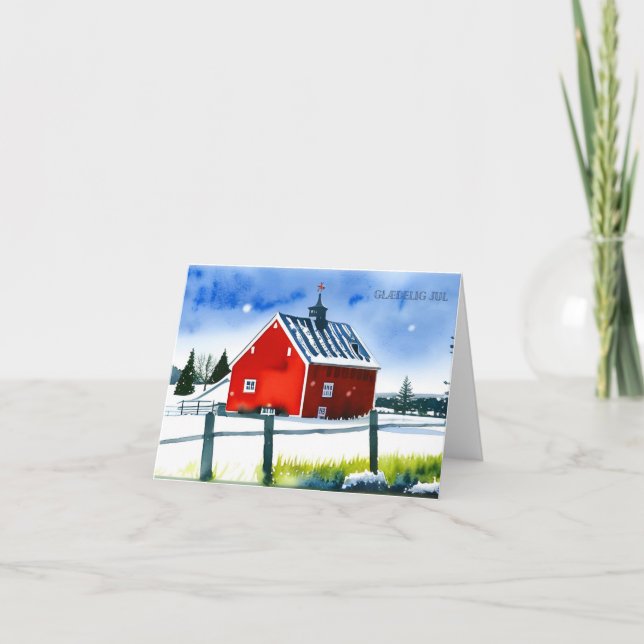 Glæ delig jul, dansk jul kort (Framsida)