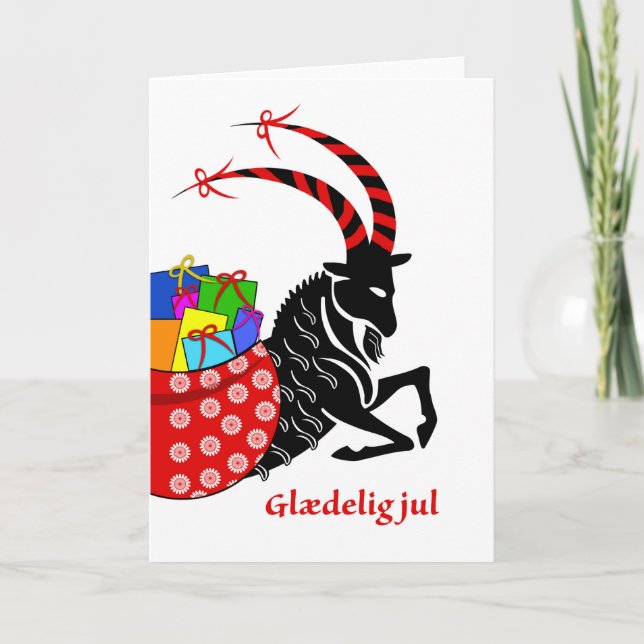 Glaedelig jul, jul på danska, Yule Goat Kort (Framsida)