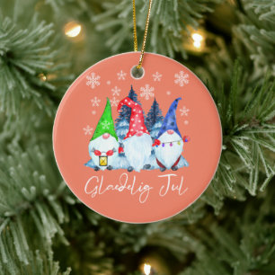 Glaedelig Jul Nordic Gnomes Tomte Nisse Danish Julgransprydnad Keramik