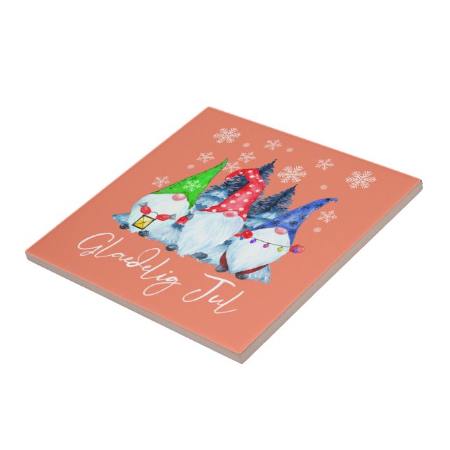 Glaedelig Jul Nordic Gnomes Tomte Nisse Danish Kakelplatta (Sidan)