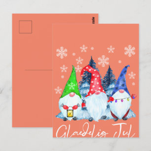 Glaedelig Jul Nordic Gnomes Tomte Nisse Danish Vykort