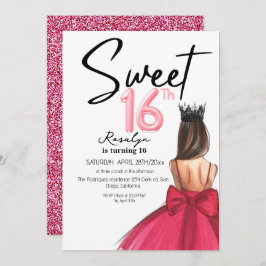 Glam 16 Lux Modern Script Glitter födelsedag Inbjudningar