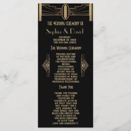 Glam 1920:s Underbara Gatsby Art Deco-Bröllopsprog Program