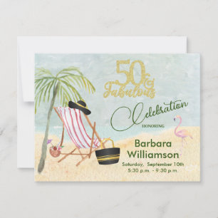 Glam 50 & Fabulous Beach Scene Party Inbjudningar