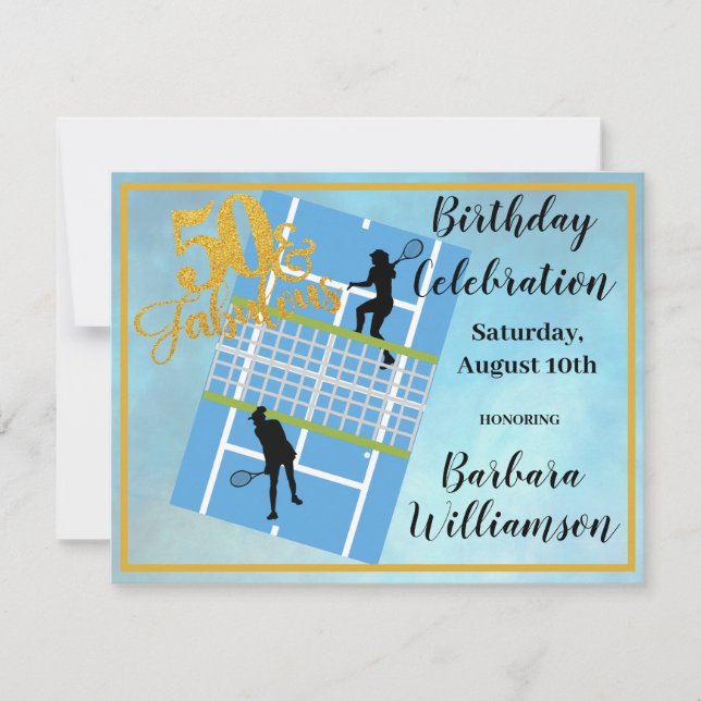 Glam 50 & Fabulous Tennis Scene Party Inbjudningar (Framsida)