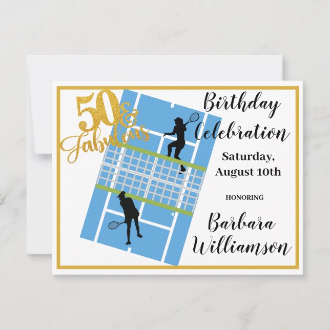Glam 50 & Fabulous Tennis Scene Party Inbjudningar (Framsida)