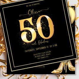 Glam 50 och Fabulous Sparkling Guld Black Inbjudningar