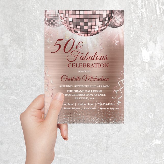 Glam 50 ro och Fabulous Disco Boll Inbjudningar (Skapare uppladdad)
