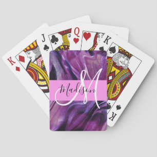 Glam abstrakt lila shimmer-struktur rosa monogram casinokort