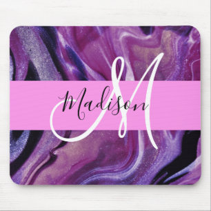 Glam Abstrakt Lila Shimmer Struktur Rosa Monogram Musmatta