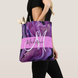 Glam abstrakt lila shimmer-struktur rosa monogram tygkasse