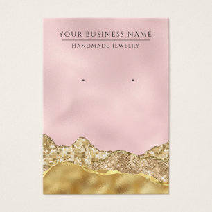 Glam Abstrakt Rosa Guld Visning Earring Cards Visitkort