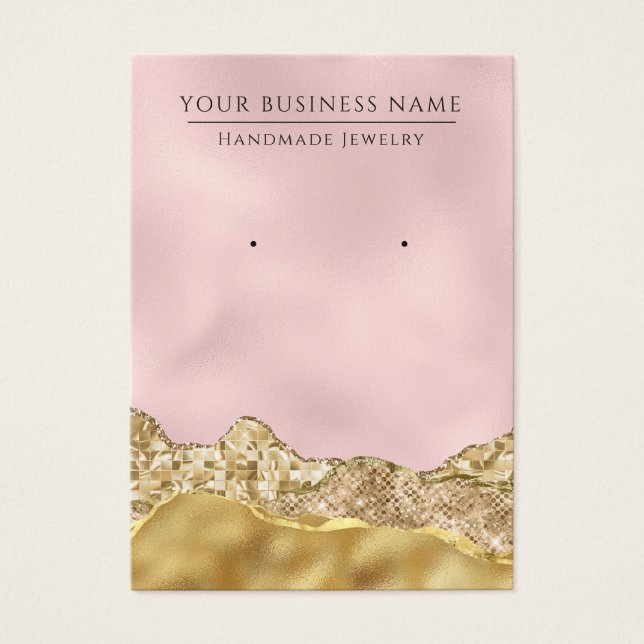 Glam Abstrakt Rosa Guld Visning Earring  Cards Visitkort (Framsidan)