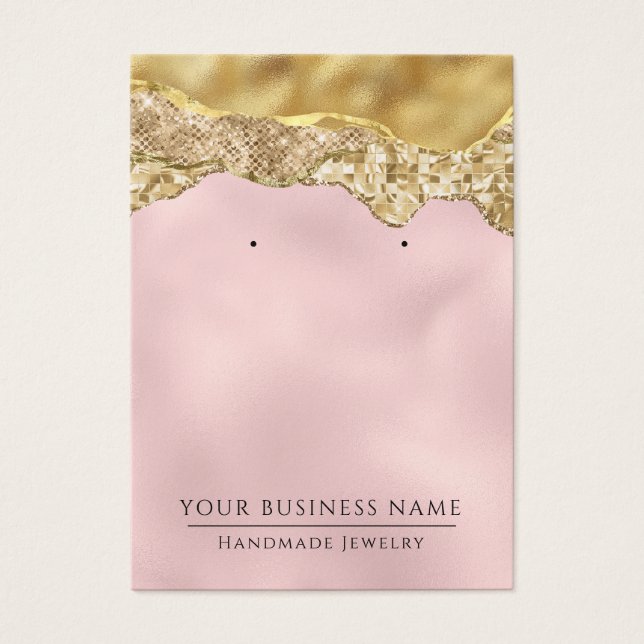 Glam Abstrakt Rosa Guld Visning Earring  Cards Visitkort (Framsidan)