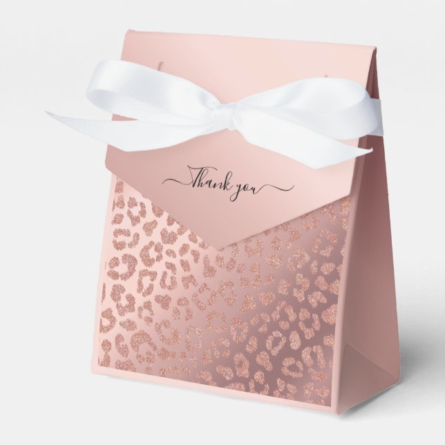Glam Animal Print Glittery i ro Guld Presentaskar (Framsidan Sidan)