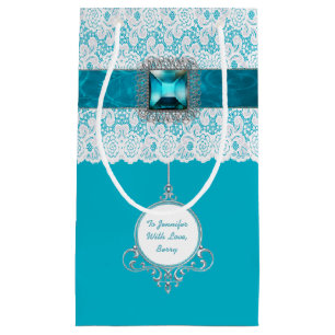 Glam Aqua Blue och Snöre Anpassningsbar Gift Bag