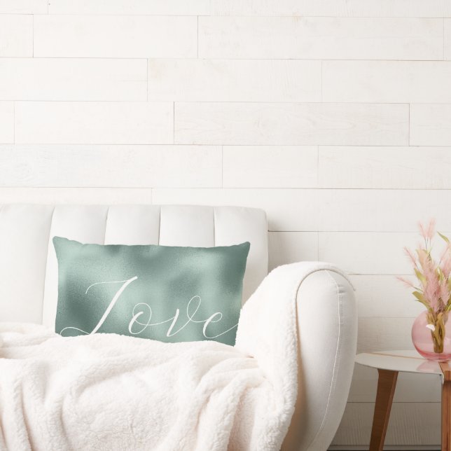 Glam Aqua Tallbarrsgrön Kärlek Lumbarkudde (Soffa)