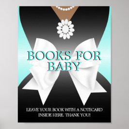 Glam Aqua Tiffany Baby Shower Bokar för Baby-tecke Poster