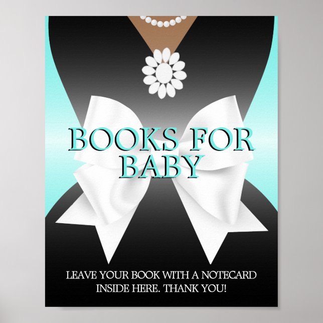 Glam Aqua Tiffany Baby Shower Bokar för Baby-tecke Poster (Framsidan)