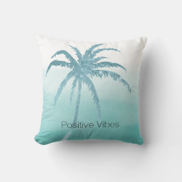 Glam Aqua Tropical Handflatan Träd Ombre  Kudde