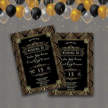 Glam Art Deco Black Gatsby 1920-talet Stil Bröllop