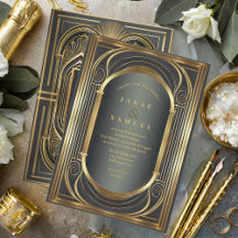 Glam Art Deco Bröllop Black/Guld ID1033