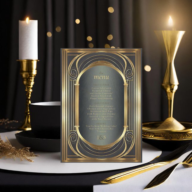 Glam Art Deco Bröllop Menu ID1033 (Skapare uppladdad)