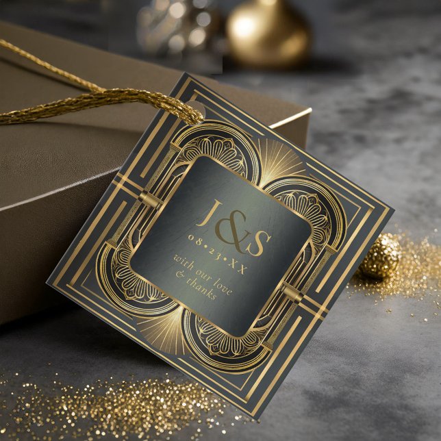 Glam Art Deco Bröllop Tack ID1033 Gåvor Etiketter (Skapare uppladdad)
