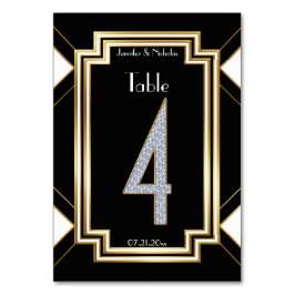 Glam Art Deco Diamond Bröllop Bordsnummer 4