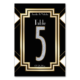 Glam Art Deco Diamond Bröllop Bordsnummer 5