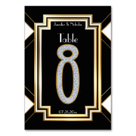 Glam Art Deco Diamond Bröllop Bordsnummer åtta