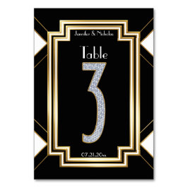 Glam Art Deco Diamonds Bröllop Bordsnummer 3