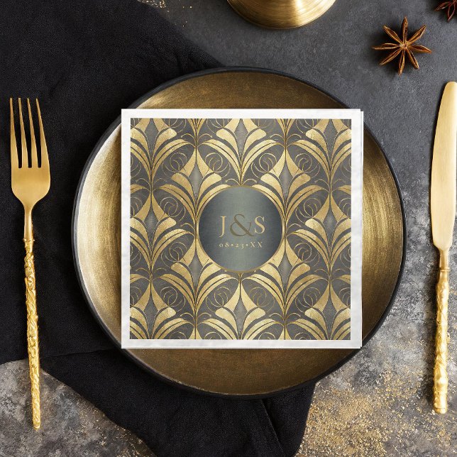 Glam Art Deco Mönster Bröllop ID1033 Pappersservett (Skapare uppladdad)