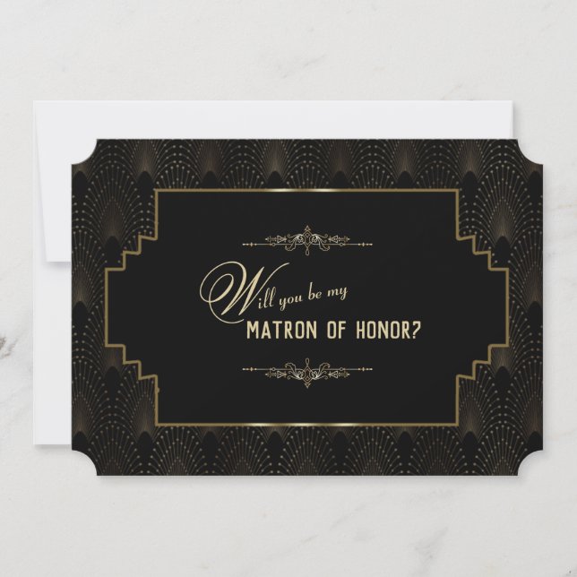 Glam Art Deco Underbar Gatsby Be Matron of Honor Inbjudningar (Framsida)
