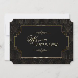 Glam Art Deco Underbar Gatsby be min blomma flicka Inbjudningar
