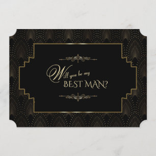 Glam Art Deco Underbar Gatsby BE My BEST MAN Inbjudningar