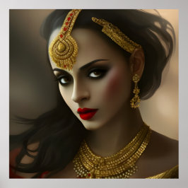 Glam Asia Indian Bevackra kvinna Exotic gems Poster