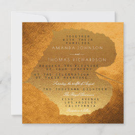 Glam Autumn Fall Golden Copper Löv Foil Inbjudningar