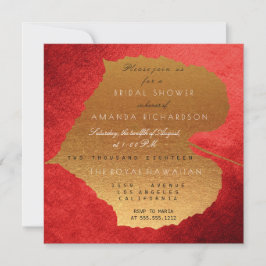 Glam Autumn Fall Red Golden Löv Möhippa Inbjudningar