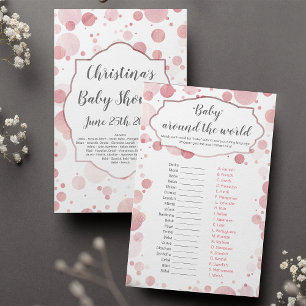 Glam Baby Shower Game i rosa "Baby värld runt"