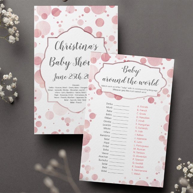 Glam Baby Shower Game i rosa "Baby värld runt" (Skapare uppladdad)