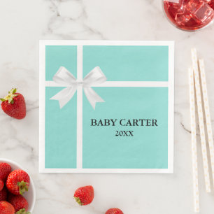 Glam Baby Teal Blue Personlig Shower Party Pappersservett