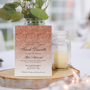 Glam Bat mitzvah för ro Guld Glitter Inbjudningar
