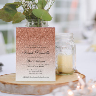 Glam Bat mitzvah för ro Guld Glitter Inbjudningar