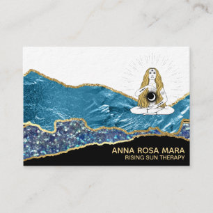 *~* Glam Beach Måne Goddess Guld Glitter Teal Visitkort