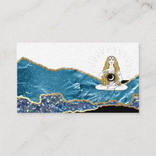 *~* Glam Beach Måne Goddess Teal Guld Glitter Visitkort