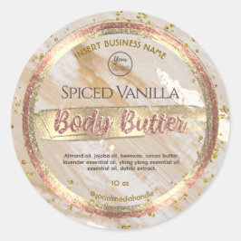 Glam Beige Marble Gold Foil Effect Body Butter Runt Klistermärke